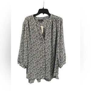 NWT Grace the perfect fit 3X blouse navy & white Plus beauty